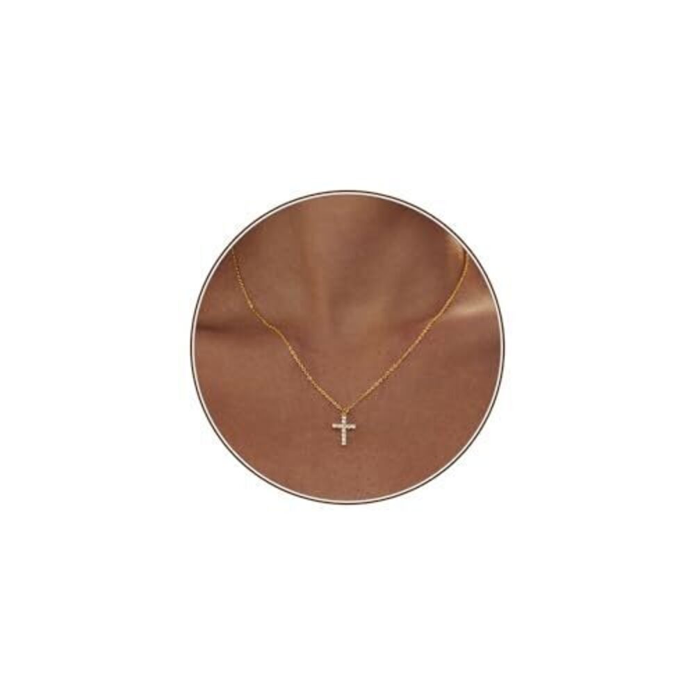 6707 CZ Cross Necklace Dainty 18k Gold Plated Tiny Cross Pendant Necklaces